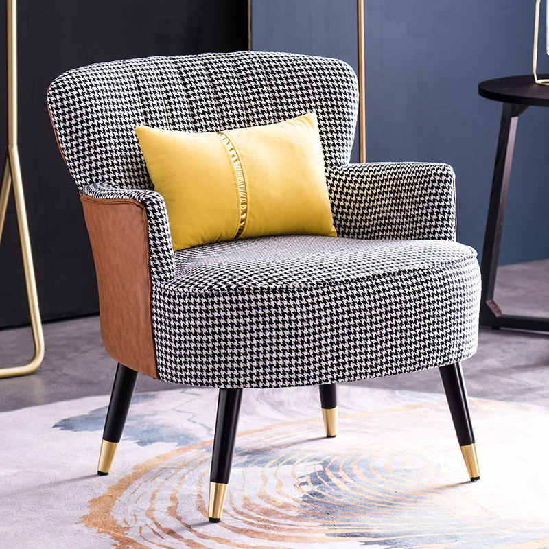 Nordic houndstooth single sofa light luxury simple leisure small apartment living room bedroom balcony combination sofa chair