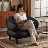 Легкий роскошный ретро -одиночный диван Американский масляный восковой восковой кожа маленькая квартира Минималистская домашняя балкона прием гостиной ленивый диван