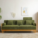 Ретро диван для двоих из натурального дерева, дизайнерская японская лампа для гостиной, ткань