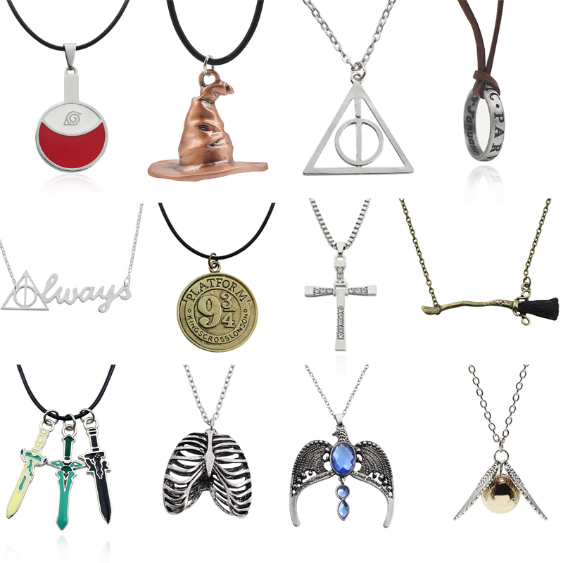 European and American Movie Merchandise Series Necklace Harry Potter Flying Broomstick Snitch Wings Pendant Necklace Deathly Hallows European and American Movie Merchandise Series Necklace Harry Potter Flying Broomstick Snitch Wings Pendant Necklace Deathly Hallows