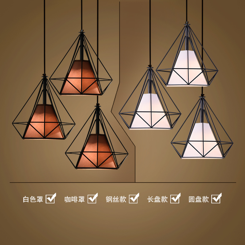 Nordic Simple Modern Dining Room Chandelier with Three Heads, Creative and Unique Dining Table Art Bar Iron Art Diamond Lighting Fixtures