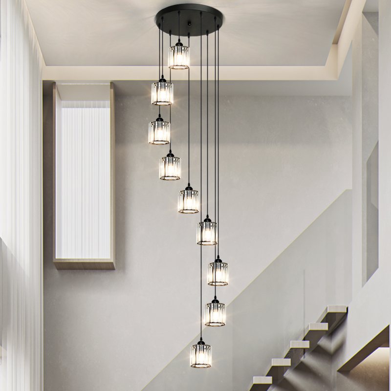 Staircase Long Chandelier Loft Duplex Light Luxury Crystal Lamp Nordic Simple Modern Villa Pavilion Rotating Dining Room Lighting Fixtures Staircase Long Chandelier Loft Duplex Light Luxury Crystal Lamp Nordic Simple Modern Villa Pavilion Rotating Dining Room Lighting Fixtures