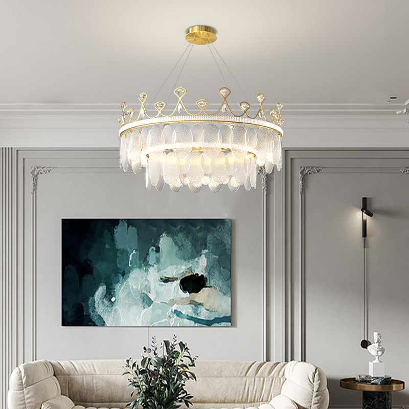 Light Extravagant Led Crown Glass Living Room Chandelia Modern Minima Dining Room Bedroom Lamp Nets Red Ins New Room Lamps