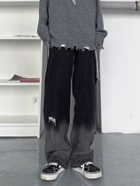 Big Code Women Dress Black Jeans Letters Gradient Looser 100 lap fat mm high waist collection Hip Conspicuts Slim Fit Slim Fit Straight Fit Pants