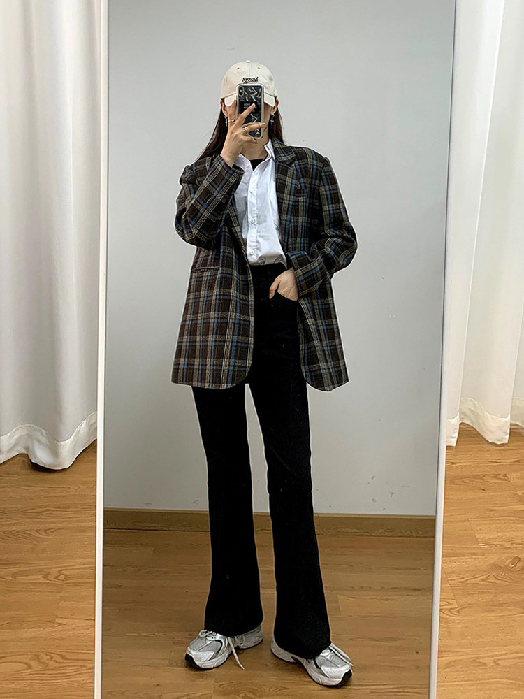 Fat pear shaped body pants spring and autumn fat sister big banner pants high waist and thin black micro-lake jeans