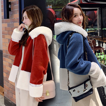 Womens clothing autumn and winter clothing leather grass East gate lamb suede fur integrated x2 sheep cut cashmere wool jacket short