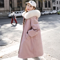 2021 New Genuine Hair Collar Ocean Fashion Eurogoods overcomes the overalls in the overalls womens mid-winter jacket