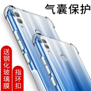 Huawei vinh quang 10 vỏ điện thoại di động vinh quang 10 phiên bản thanh niên của tay áo bảo vệ bốn góc túi khí chống vỡ vỏ silicon trong suốt bao gồm tất cả vỏ mềm và nam mô hình thủy triều màu đỏ với kính để gửi khóa vòng phim cường lực - Nhẫn