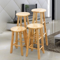 Wooden bar chair Simple milk tea shop table chair Bar high foot household high stool
