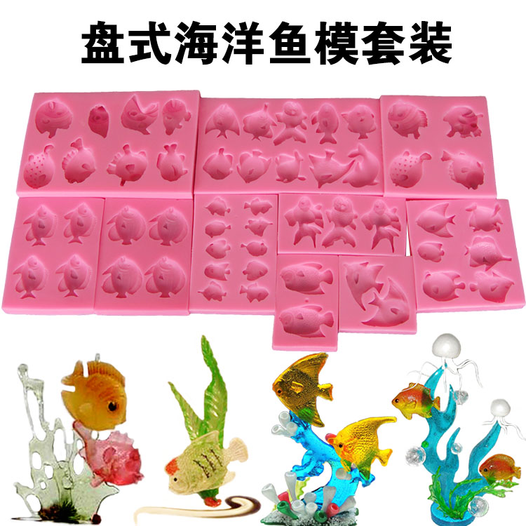 Continuous fish abrasive silicone baking grade sugar chocolate salt carved marine fish goldfish mold