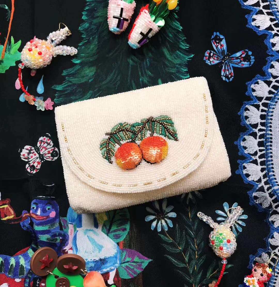 Original Crystal String Beads Bag Retro Diagonal Satchel Bag Woman Pearl Dinner Bag 2019 Antiquity vintage pouch bag