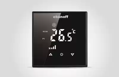 OKONOFF Central air conditioning LCD panel Air conditioning switch Q8 V glass screen All black air conditioning panel floor heating