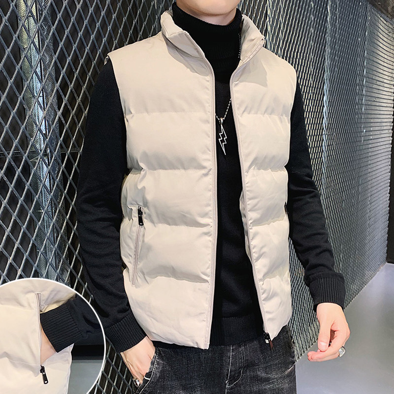 Men's Vest Autumn Winter 2021 Explosive Down Cotton New Warm Horse Jacket Shoulder Jacket Men's Spring and Autumn Model