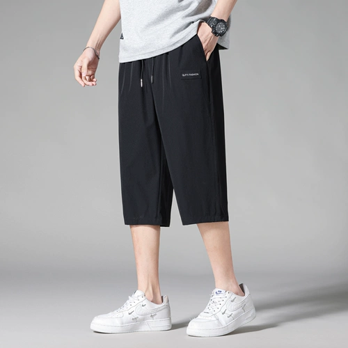 Шелковые мужские летние штаны, тонкие быстросохнущие шорты для отдыха, свободный прямой крой