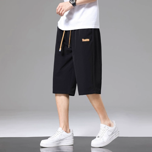 Шелковые мужские летние штаны, тонкие быстросохнущие шорты для отдыха, свободный прямой крой