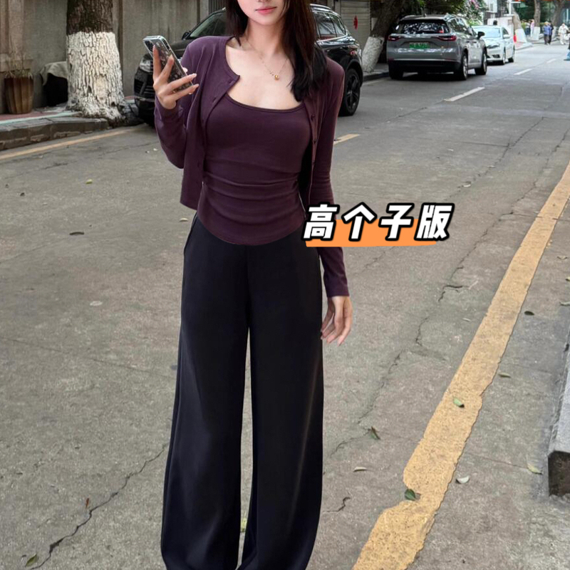 The Moon Tall Purple Pure Desire Camisole Two-Piece Set Casual Versatile Cardigan Layered Hot Girl Vest Jacket