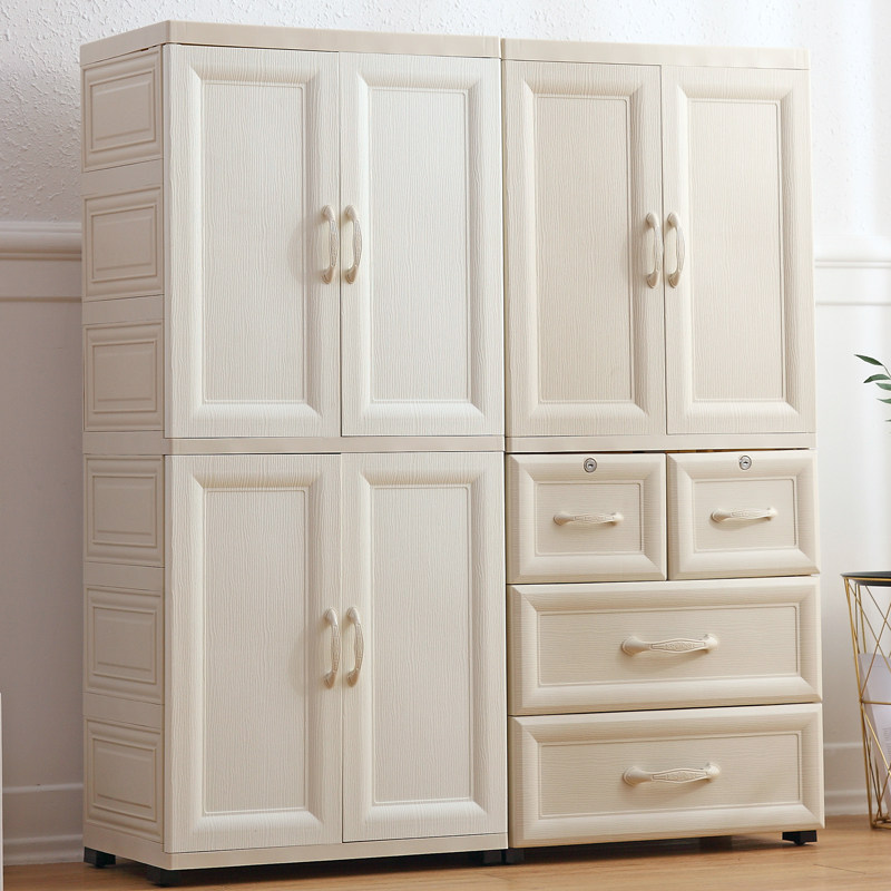Children's wardrobe storage cabinet double door baby locker plastic simple baby home tidying cabinet drawer type
