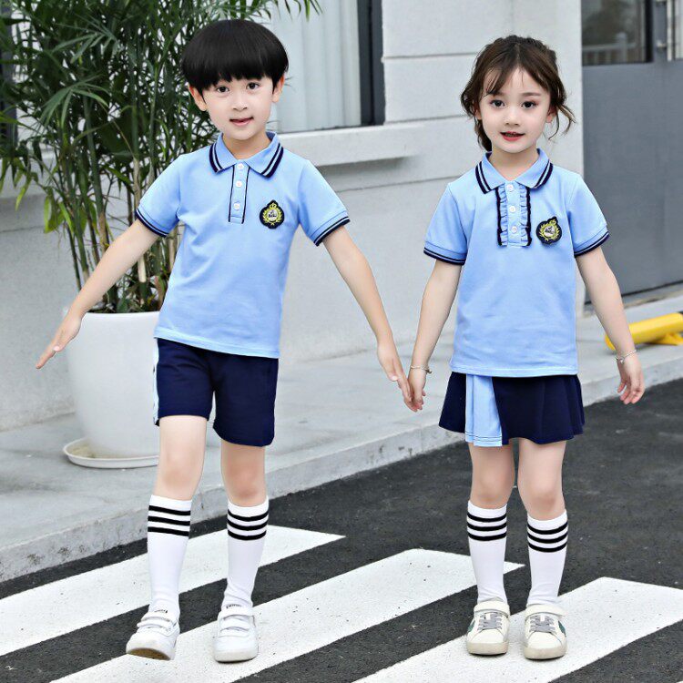 Kindergarten uniforms, summer clothing, British style college children's school uniforms, primary school students' class clothing, summer graduation photo clothing