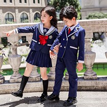 Kindergarten admission uniform primary school uniform spring and autumn British college style childrens class uniform navy suit four-piece suit