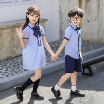 New kindergarten uniforms summer clothes primary school students school uniforms British childrens class clothes skirt June 1 performance clothes graduation clothes