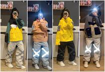 1920 Korean veneer HIPHOP plus cotton tide brand cotton clothing fashion mens and womens waterproof ski suit suit
