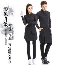 Fashion mid-sleeve shirt overalls hair salon assistant technician hairdressing uniform KTV bar waiter clothing men and women