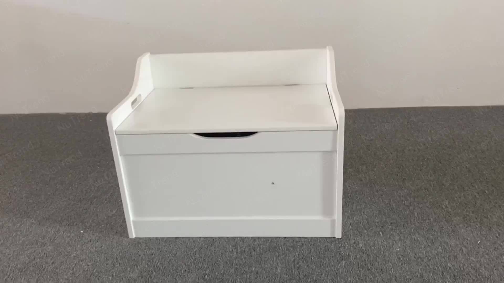 Safety Hinge Wooden White Mdf Children Toy Organizer Storage