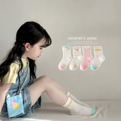Girls' Socks Spring and Summer Thin Pure Cotton Children's Seamless Short Socks Summer Mesh Baby Girl White Lace Princess Socks — 8