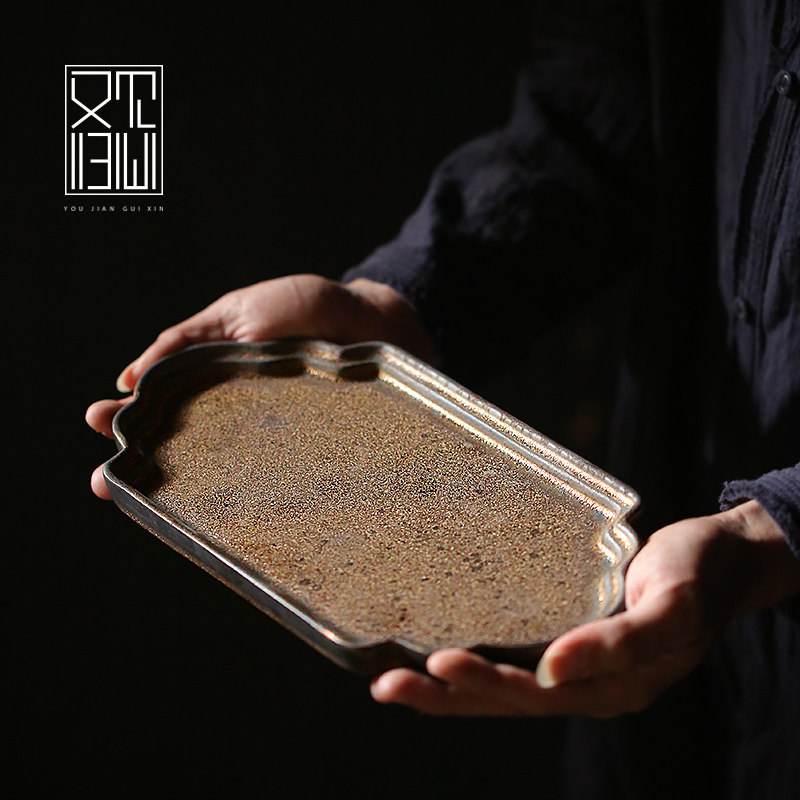 See also return to the heart handmade gilt dry bubble plate Ceramic coarse pottery single-layer tray Retro tea plate pot Cheng Kung Fu tea set