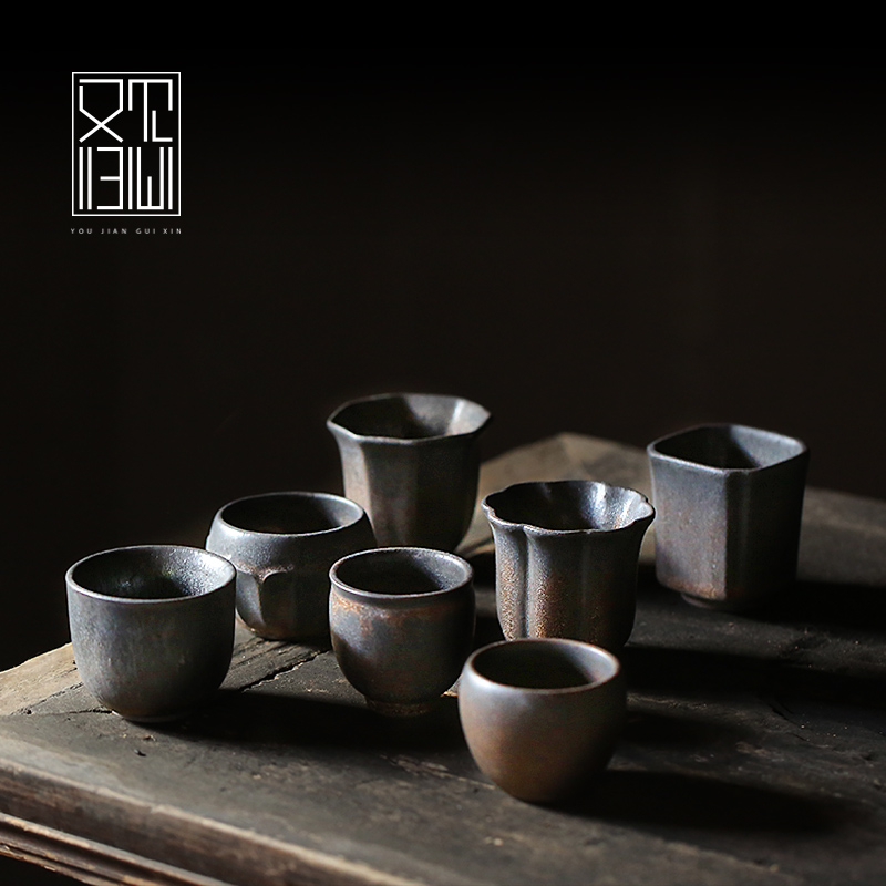 See also Guixin gilt thick pottery tea cup ceramic retro tea cup personal cup master cup kung fu Zen antique