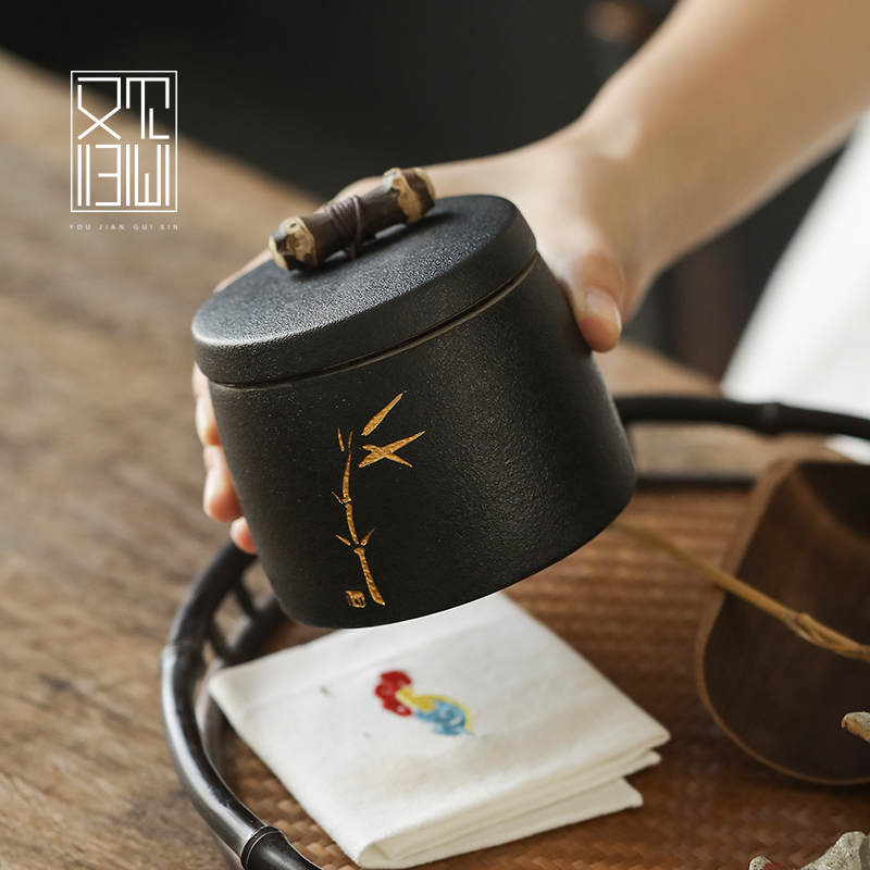 See also the hominin Black Tao Bamboo Festival Tea Leaf Tank Seal Damp-proof Small Number Ceramic Storage Tea Jar Portable packaging Tea Packaging