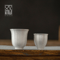 See the heart warm heart double cup silver cup Sterling silver master cup Handmade ceramic single Kung Fu Tea cup Tea cup