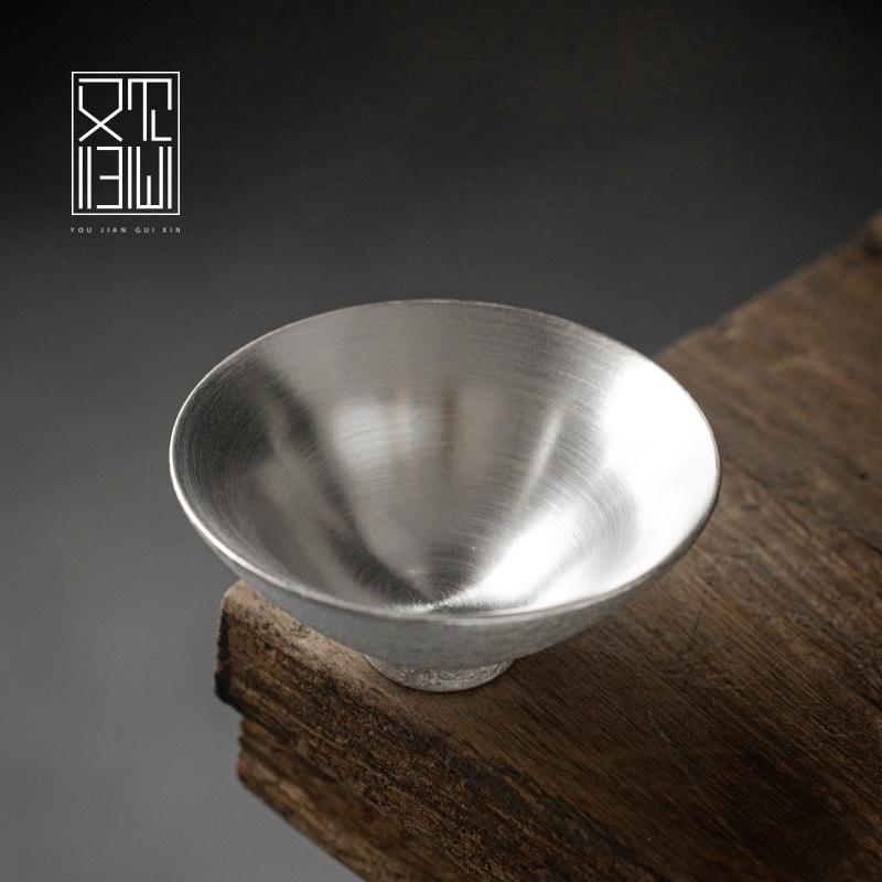 See you again, big hat cup gilded silver tea cup 999 silver handmade hat cup ceramic tea cup master cup tea cup