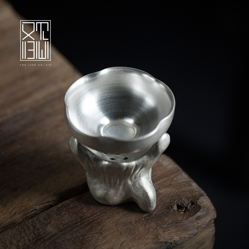 See also hominin pure silver bag Porcelain Filter Tea Filter filter Tea Funnel Handmade Silver Kung Fu Tea Accessories Creativity