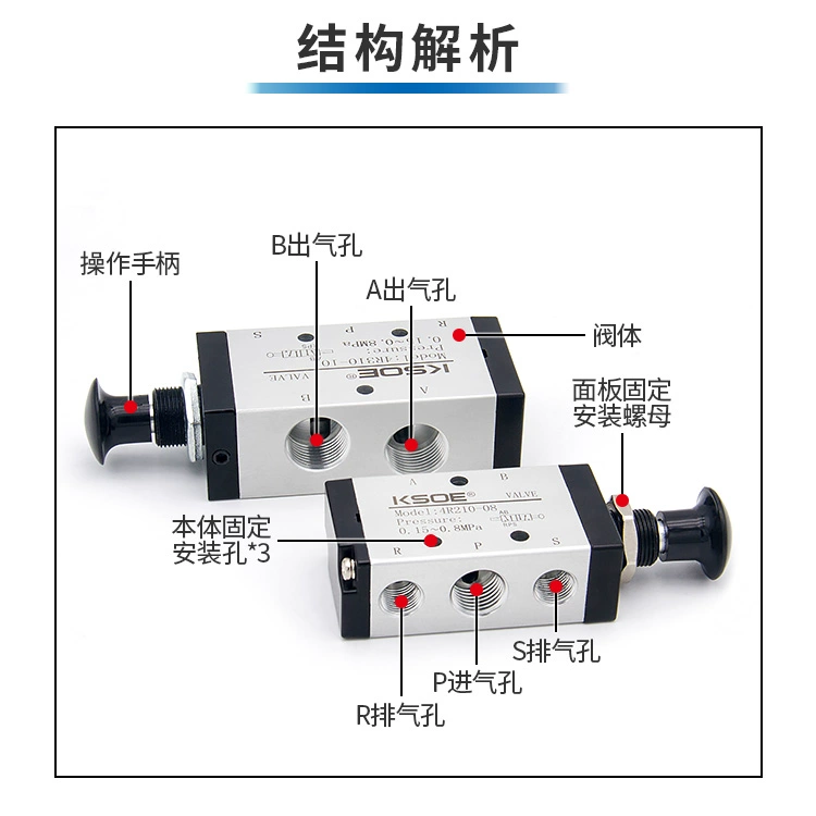 Van tay công tắc khí nén 4R210-08 Bộ điều khiển xi lanh hai vị trí năm chiều 4R310-10 Van khí đảo chiều bằng tay công tắc áp suất khí nén công tắc máy nén khí