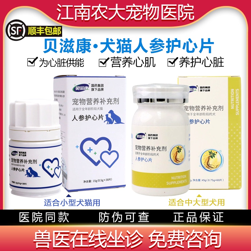 Beizi Kang Ginseng Heart Protection Tablets for Dogs and Cats to Strengthen Myocardium and Heart Energy Nutritional Supplement and Maintain Myocardial Function for Dogs and Cats