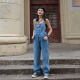 zopiclone retro denim suspenders vintage ຂອງແມ່ຍິງ slim ວ່າງຂາກວ້າງ trousers ອາເມລິກາ suspenders