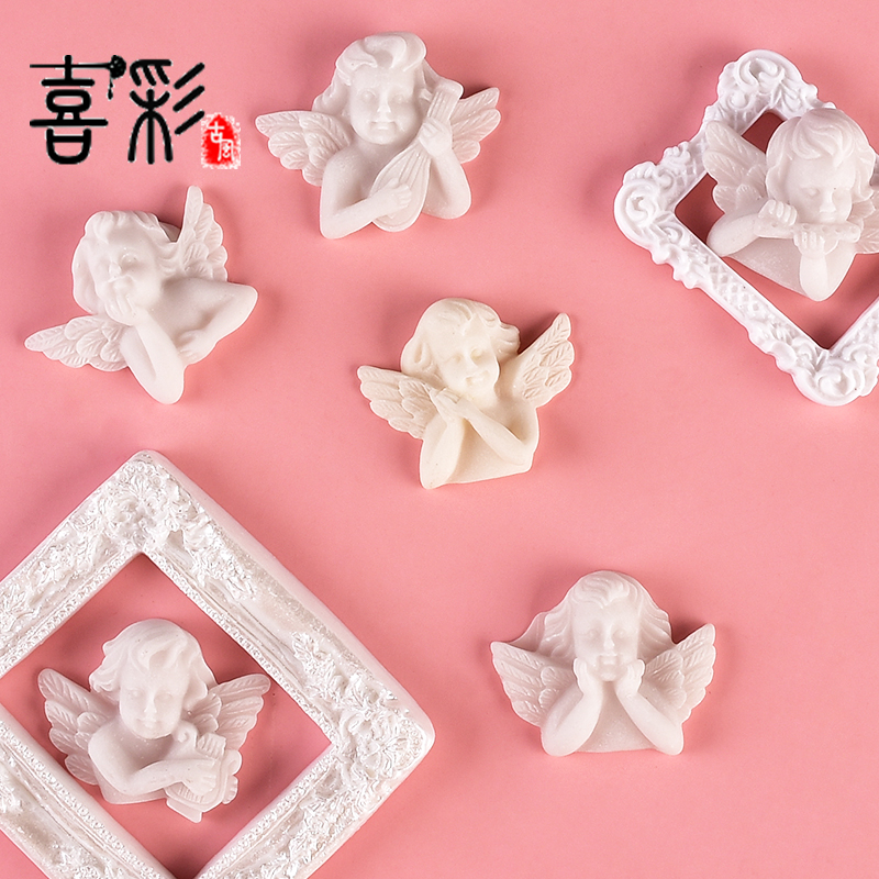 Happy color wishing angel baroque diy mobile phone protective shell simulation cream glue material package handmade resin accessories