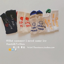 Bao Little Fish 2022 Spring paragraph New bobo Wind men and women Childrens art 100 hitch Alphabet Smiley in Silo Socks Cotton Socks