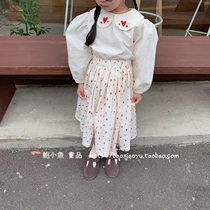 Bao Xiaoyu Korean childrens clothing 2021 spring new girl hipster love printed cotton skirt