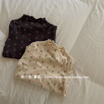 Abalone Fish 2022 Spring Festival South Korea South East gate Girl clothing Soft glutinous pure cotton crummy half-high collar T-shirt for the undershirt