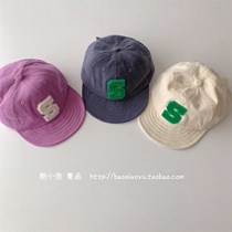 Bao Xiaoyu 2022 summer Korean ins boys and girls baby retro solid color soft brim letter cotton peaked hat