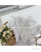 2020 Korean Girl Baby Korean Cotton Open Lace Bubble Sleeve Short Sleeve White Blouse