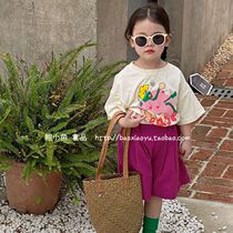 Bao Xiaoyu 2022 summer new South Korea southeast gate childrens girls cartoon printing cotton short-sleeved T-shirt