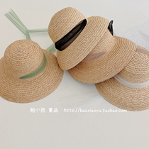 2021 summer and autumn new Korean ins girls retro British Sun sunshade big hat brim with grass hat