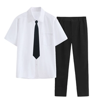 Рубашка, черные штаны, галстук