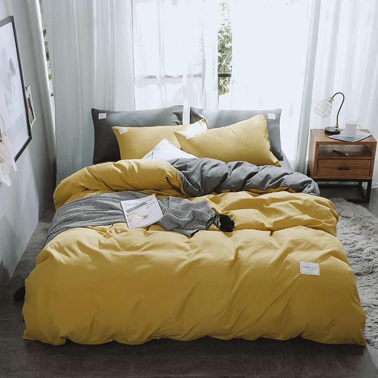 Giặt bằng vải cotton màu bốn mảnh trải giường 1,8m giường đôi 宿舍 ký túc xá ba mảnh trải giường người 1 m 2 - Bộ đồ giường bốn mảnh chăn ga gối đệm giá rẻ