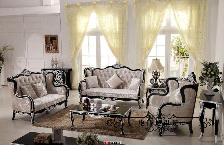 Sofa phong cách châu Âu kết hợp đồ gỗ rắn phòng khách sofa vải căn hộ nhỏ tân cổ điển sofa khách sạn câu lạc bộ sofa - Nội thất khách sạn