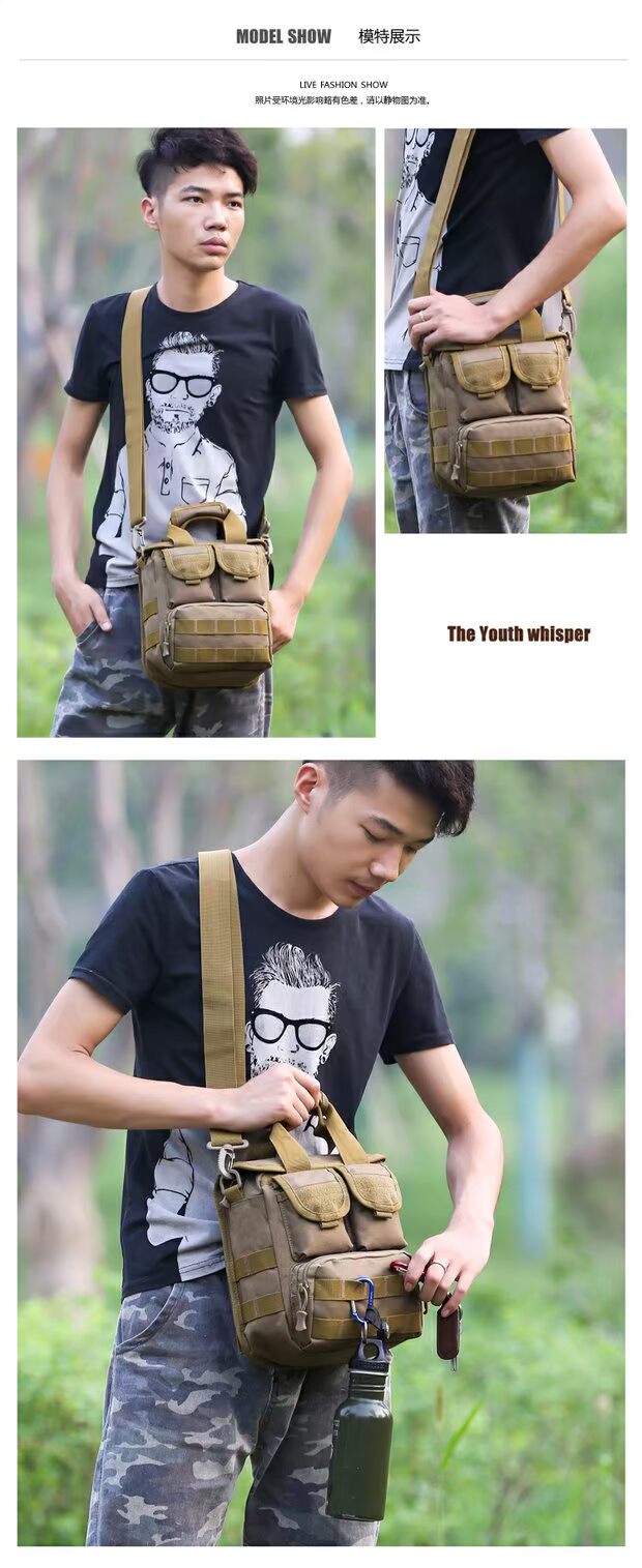 Quạt quân đội ngoài trời tiên tiến chiến thuật túi đeo vai ngụy trang túi nam bình thường Túi Messenger đa chức năng ngoài trời ba lô túi vải bố