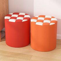 Small stool home soft seat net red children creative cute tea table leather stool round stool strong durable sofa low stool